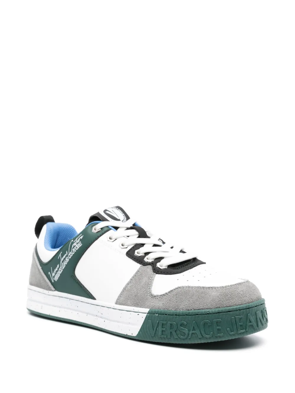 Versace Jeans Couture logo-print suede sneakers - Wit