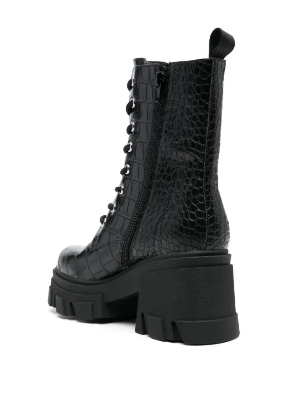Black crocodile combat boots store