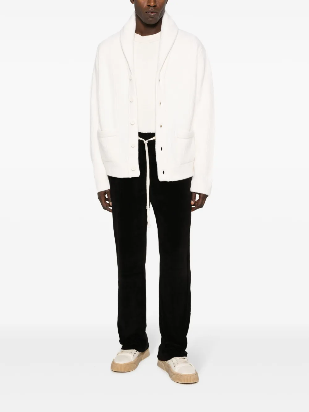 Les Tien velvet drawstring track pants - Zwart