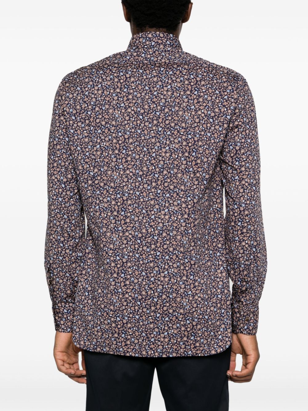 Shop Barba Floral-print Cotton Shirt In Blau