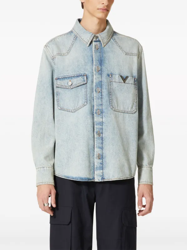 Valentino Garavani Vディテール デニムシャツ | ブルー | FARFETCH JP