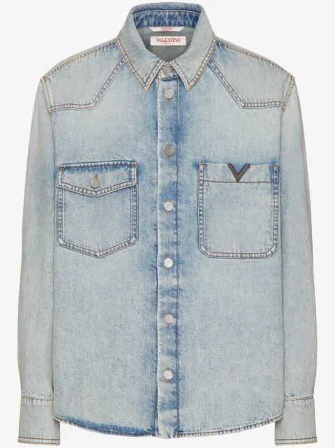 Valentino Garavani V-detail denim shirt