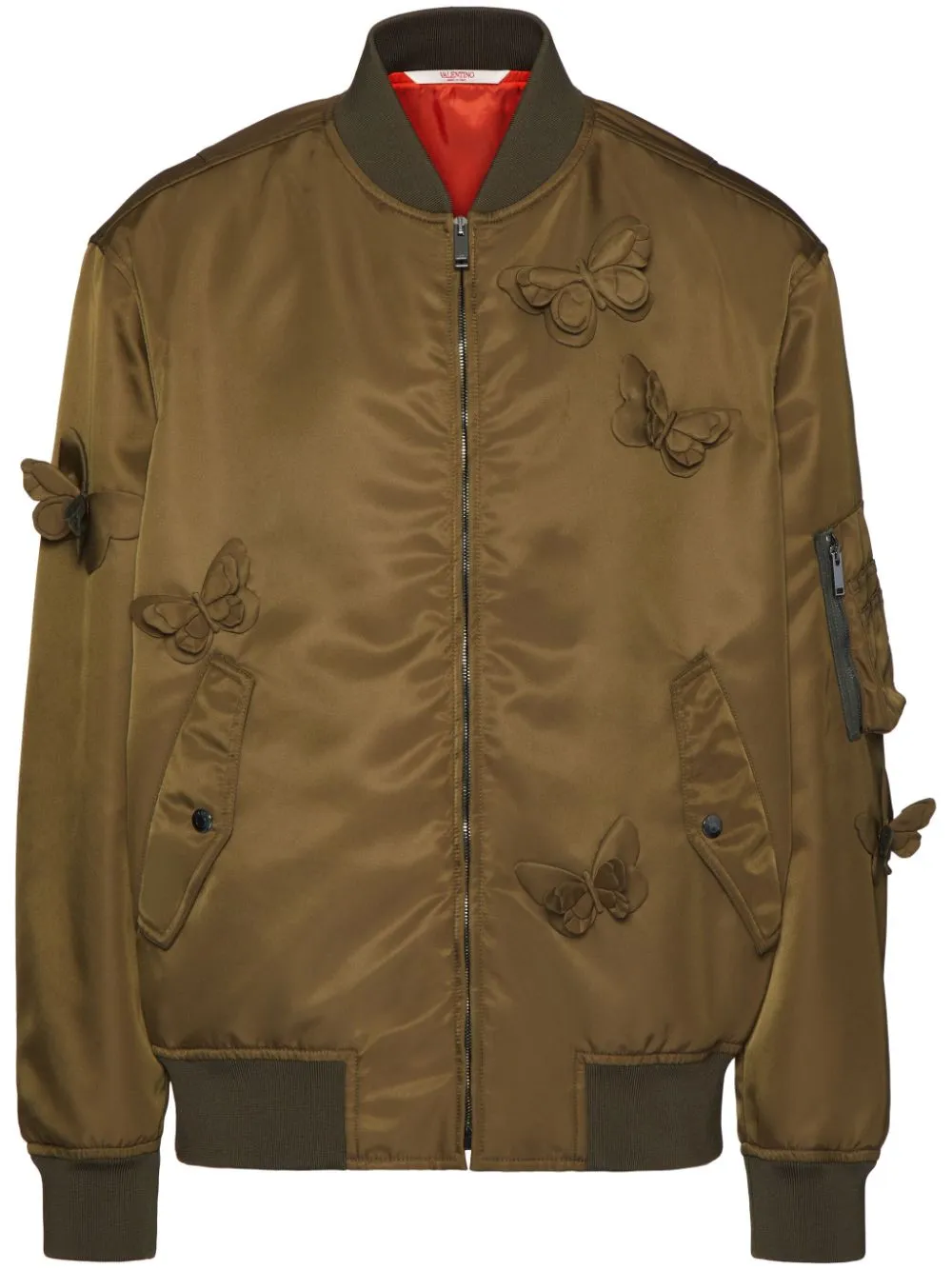 Shop Valentino Butterfly-appliqué Bomber Jacket In Green