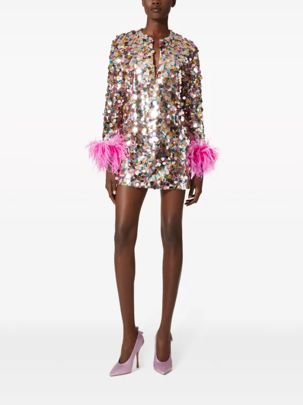 ヴァレンティノ Valentino Feathers Mini Dress Valentino Feather Mini Dress in Pink | FWRD