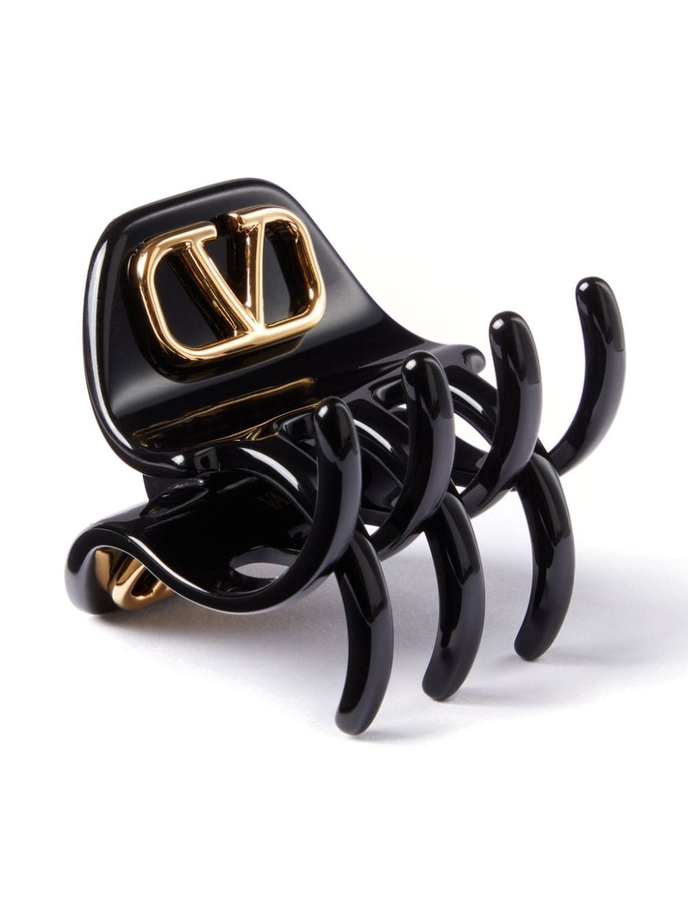 Shop Valentino Vlogo High-shine Hair Clip In Black