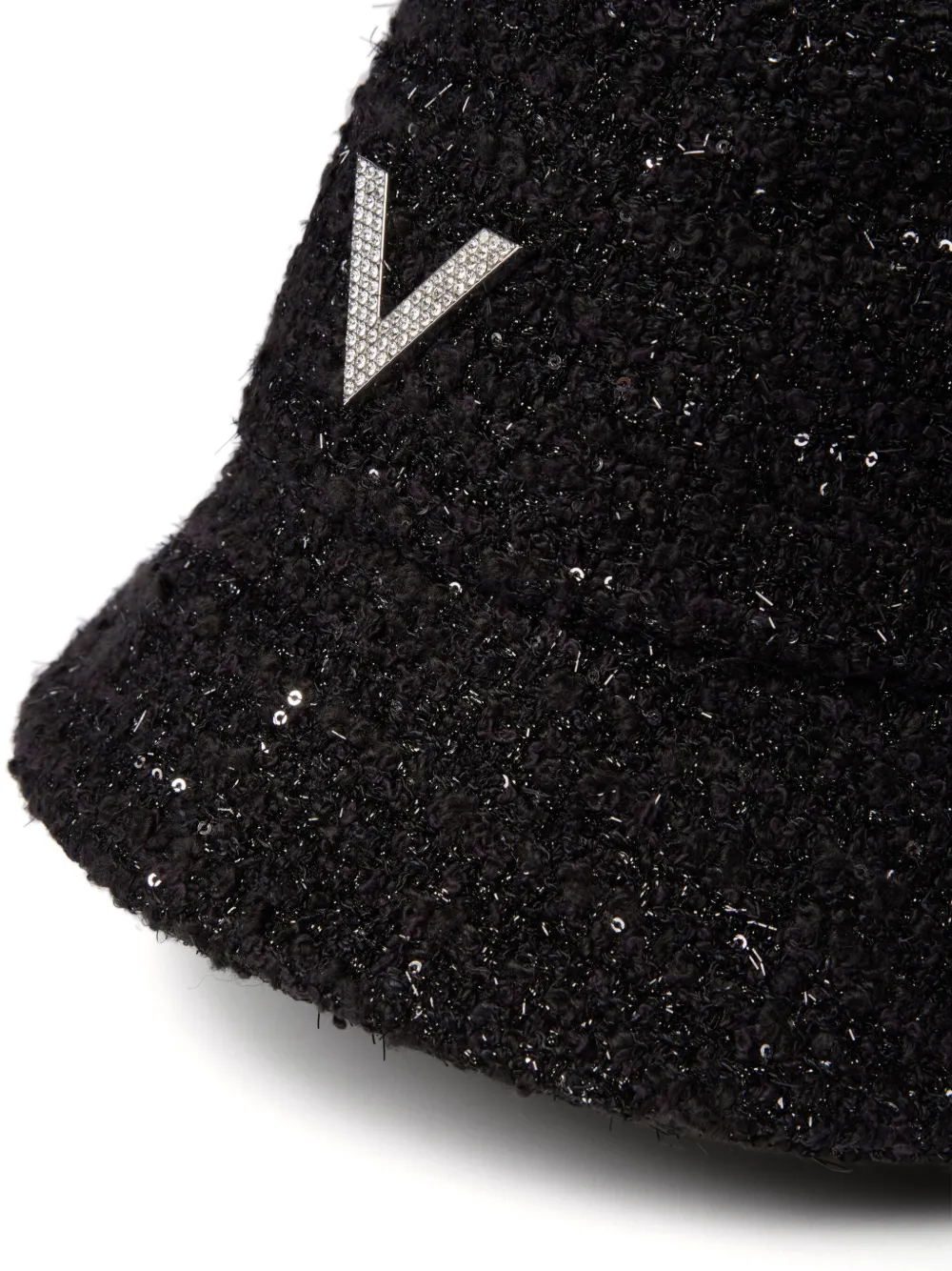 Shop Valentino V-detail Tweed Bucket Hat In Black