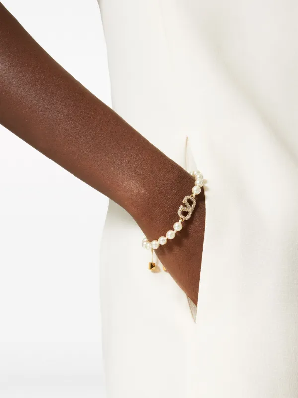 ブレスレット VALENTINO GARAVANI VLOGO SIGNATURE PEARL BRACELET Vlogo Signature Bracelet With Pearls for Woman in Gold