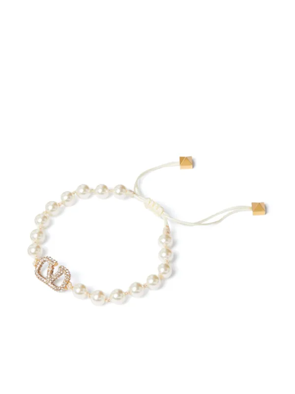 ブレスレット VALENTINO GARAVANI VLOGO SIGNATURE PEARL BRACELET Vlogo Signature Bracelet With Pearls for Woman in Gold