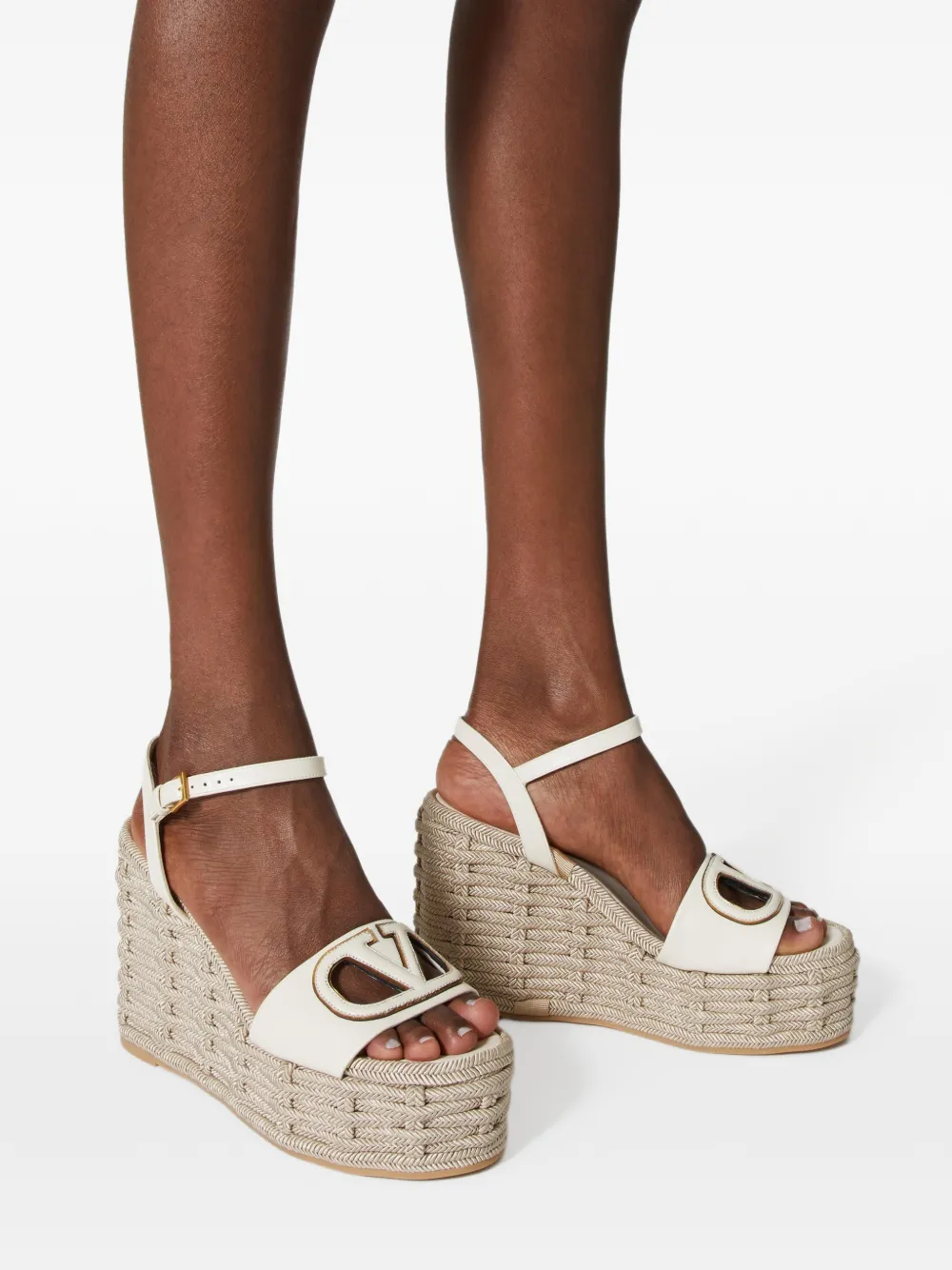 VLogo cut-out wedged espadrilles