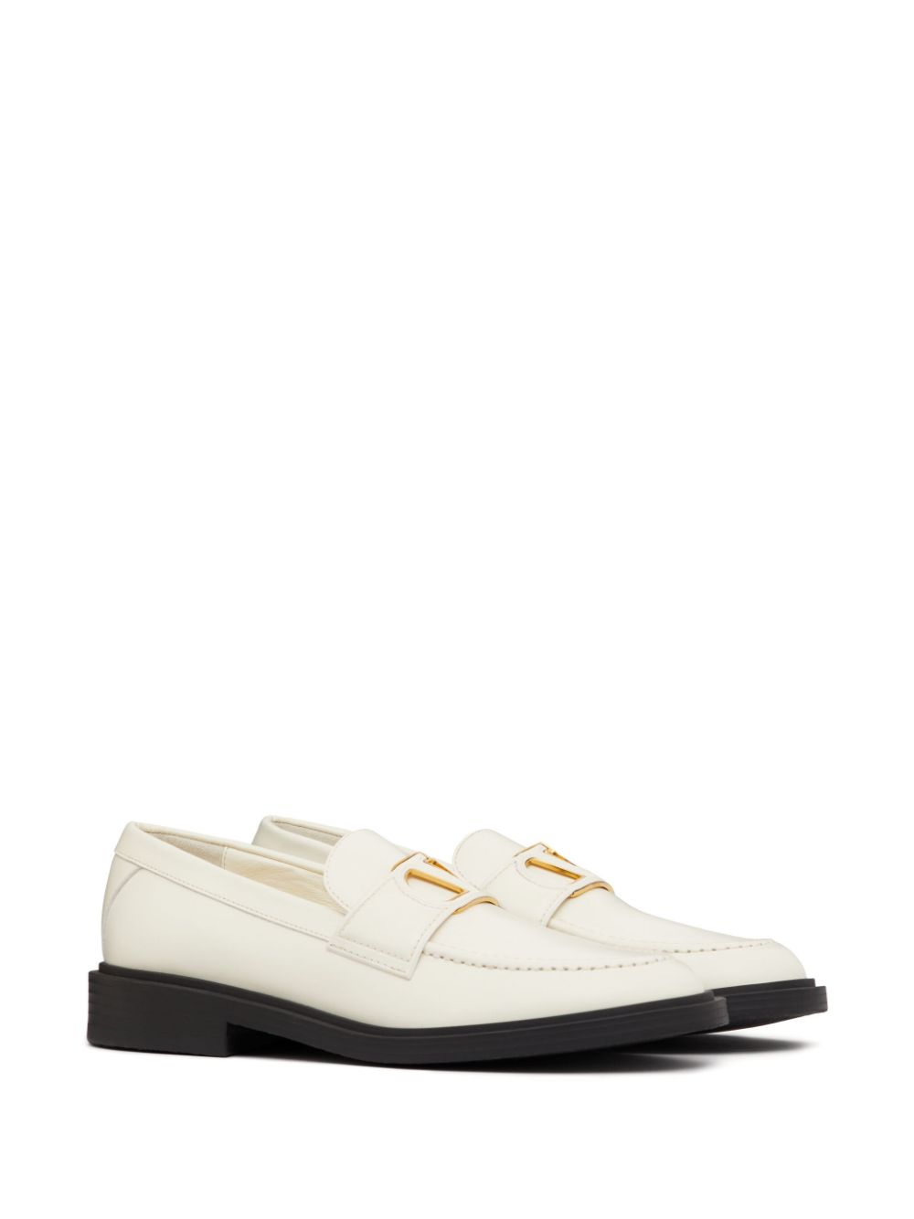 Shop Valentino Vlogo Signature Leather Loafers In White