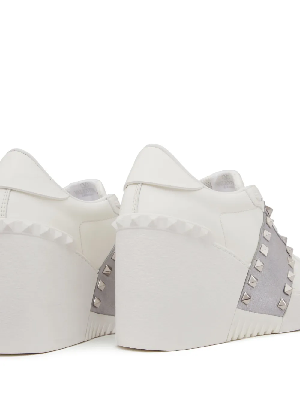 Shop Valentino Open Disco 85mm Leather Wedge Sneakers In White