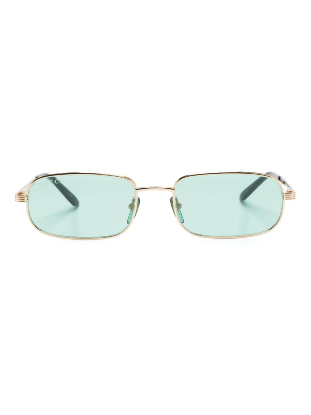 Gucci Logo-engraved Rectangle-frame Sunglasses In Gold