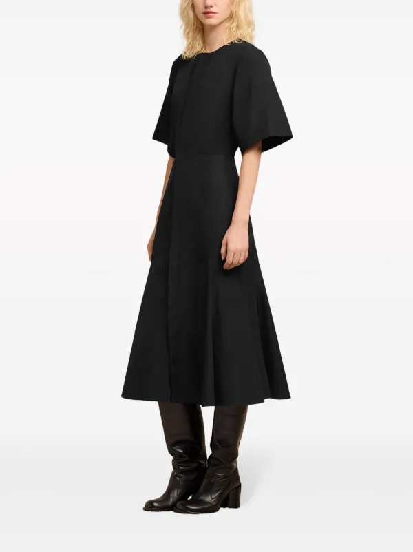 knee length dresses for ladies Maria Puff Sleeve Midi Dress - Black
