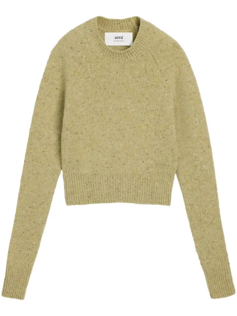 AMI Paris Ami de Coeur-embroidered mélange jumper