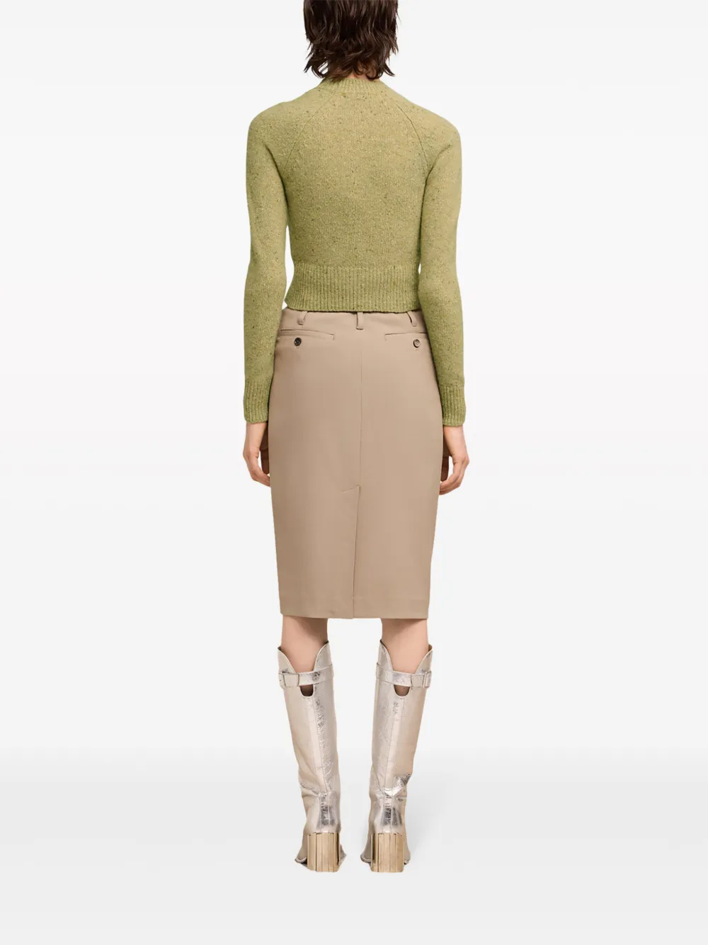 Shop Ami Alexandre Mattiussi Ami De Coeur-embroidered Mélange Jumper In Green