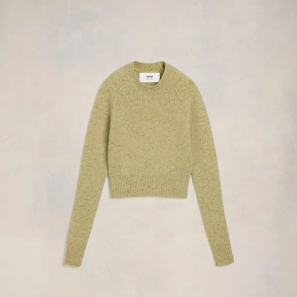 Ami Embroidery Crewneck Sweater Green for Women - S - AMI Paris