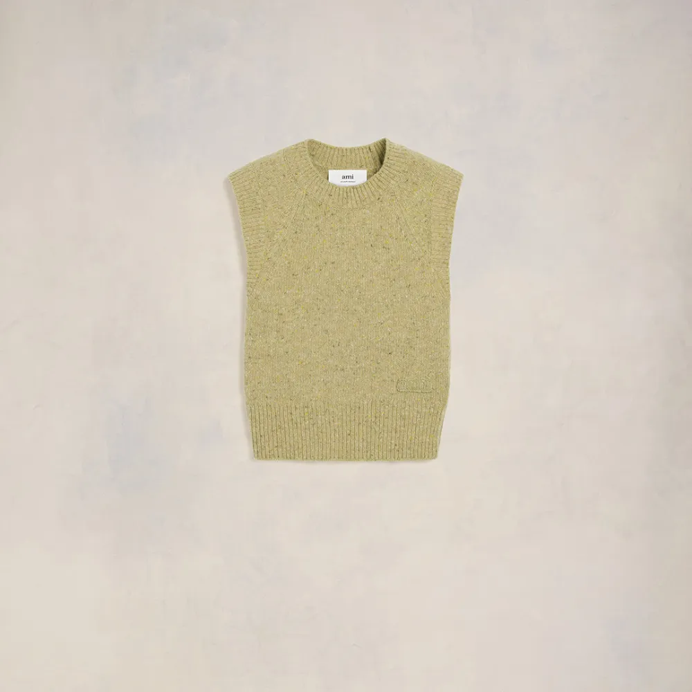 Ami Embroidery Sleeveless Sweater Green for Women - XS - AMI Paris