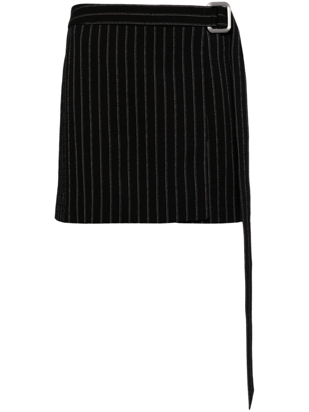 pinstripe-pattern belted skirt