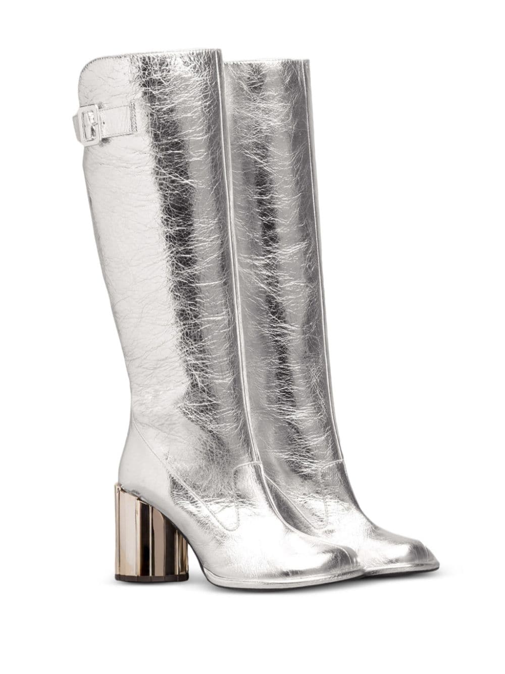Shop Ami Alexandre Mattiussi Anatomical-toe Buckled Boots In Silver