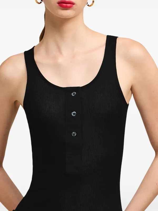 AMI Paris Ribbed Cotton Tank Top | Black | FARFETCH