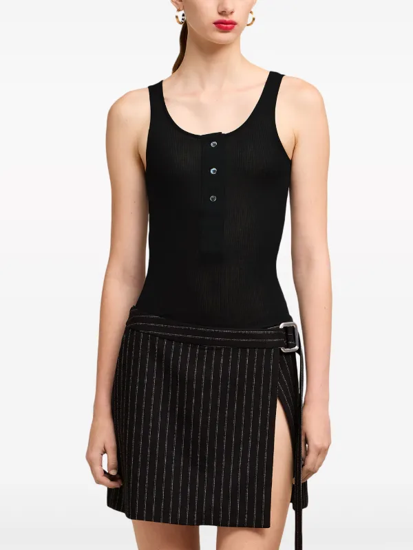 AMI Paris Ribbed Cotton Tank Top | Black | FARFETCH