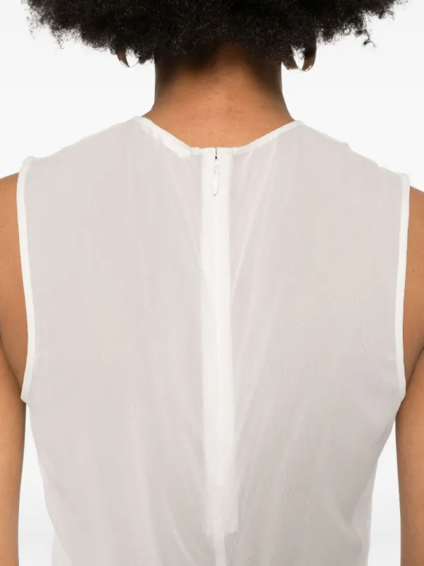 AMI Paris semi-sheer Silk Top | White | FARFETCH CA