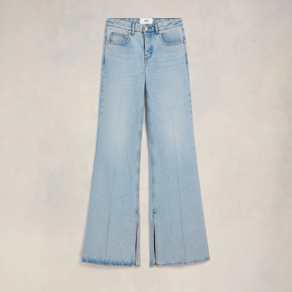 Slitted Flare Fit Jeans Blue for Women - 26 - AMI Paris