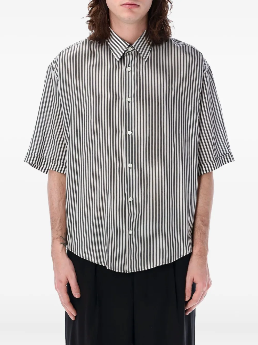 AMI Paris Gestreept bowlingshirt Wit