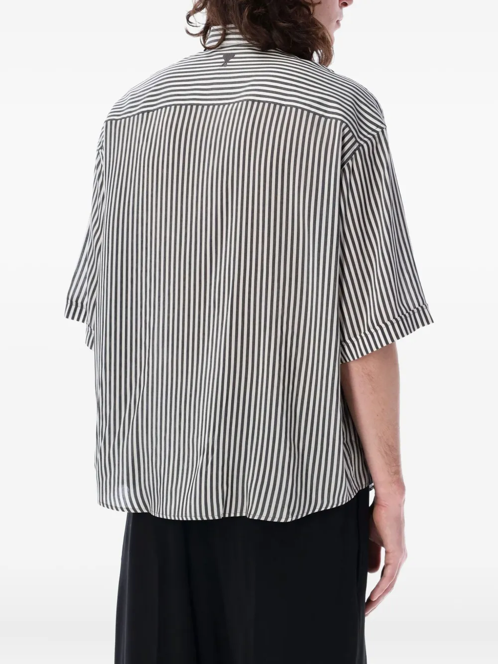 AMI Paris Gestreept bowlingshirt Wit