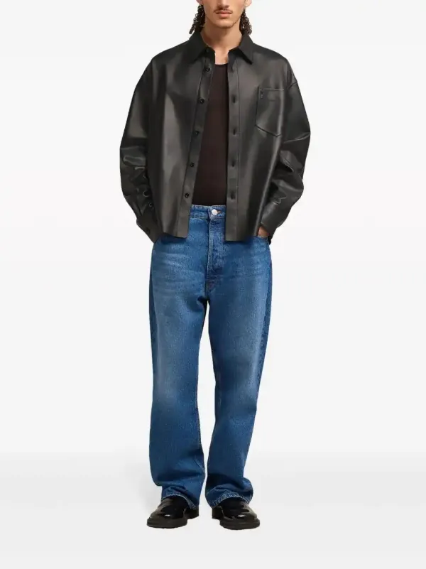 AMI Paris Ami De Coeur Leather Shirt | Black | FARFETCH IN AMI Paris Ami De Coeur Leather Shirt | Black | FARFETCH IN