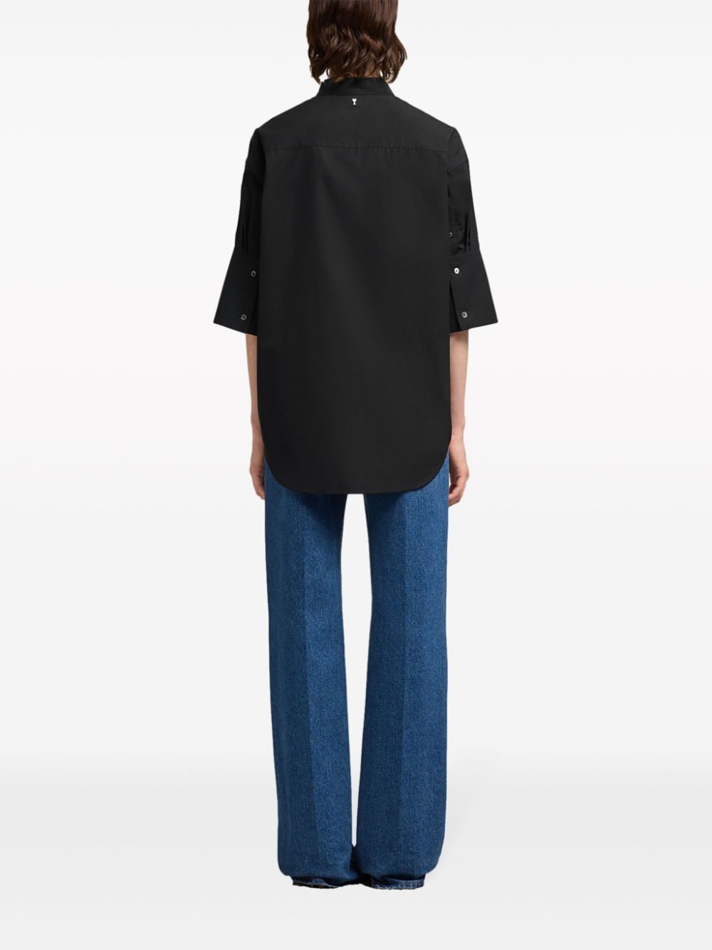 Shop Ami Alexandre Mattiussi Short-sleeve Cotton Shirt In Black