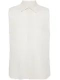 AMI Paris straight-collar crepe shirt - White