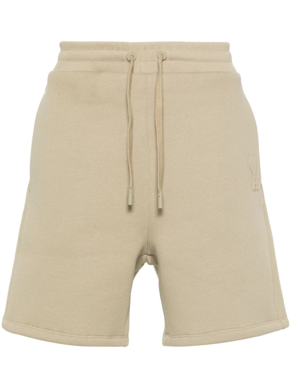 Shop Ami Alexandre Mattiussi Embossed-logo Jersey Shorts In 317 Sage