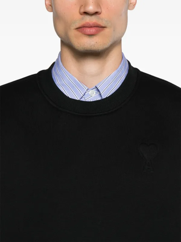 AMI Paris Ami De Coeur-embossed Sweatshirt | Black | FARFETCH