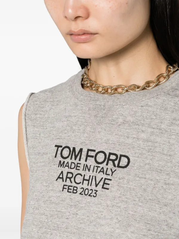 【送料&関税込】Tom Ford Fine-ribbed Logo Embroidered T-shir TOM FORD Sheer Ribbed Jersey Top | Black | FARFETCH