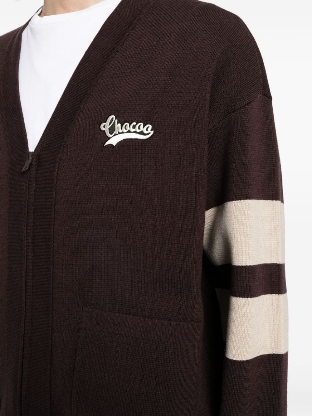 Shop Chocoolate Logo-embroidered Knitted Cardigan In Brown