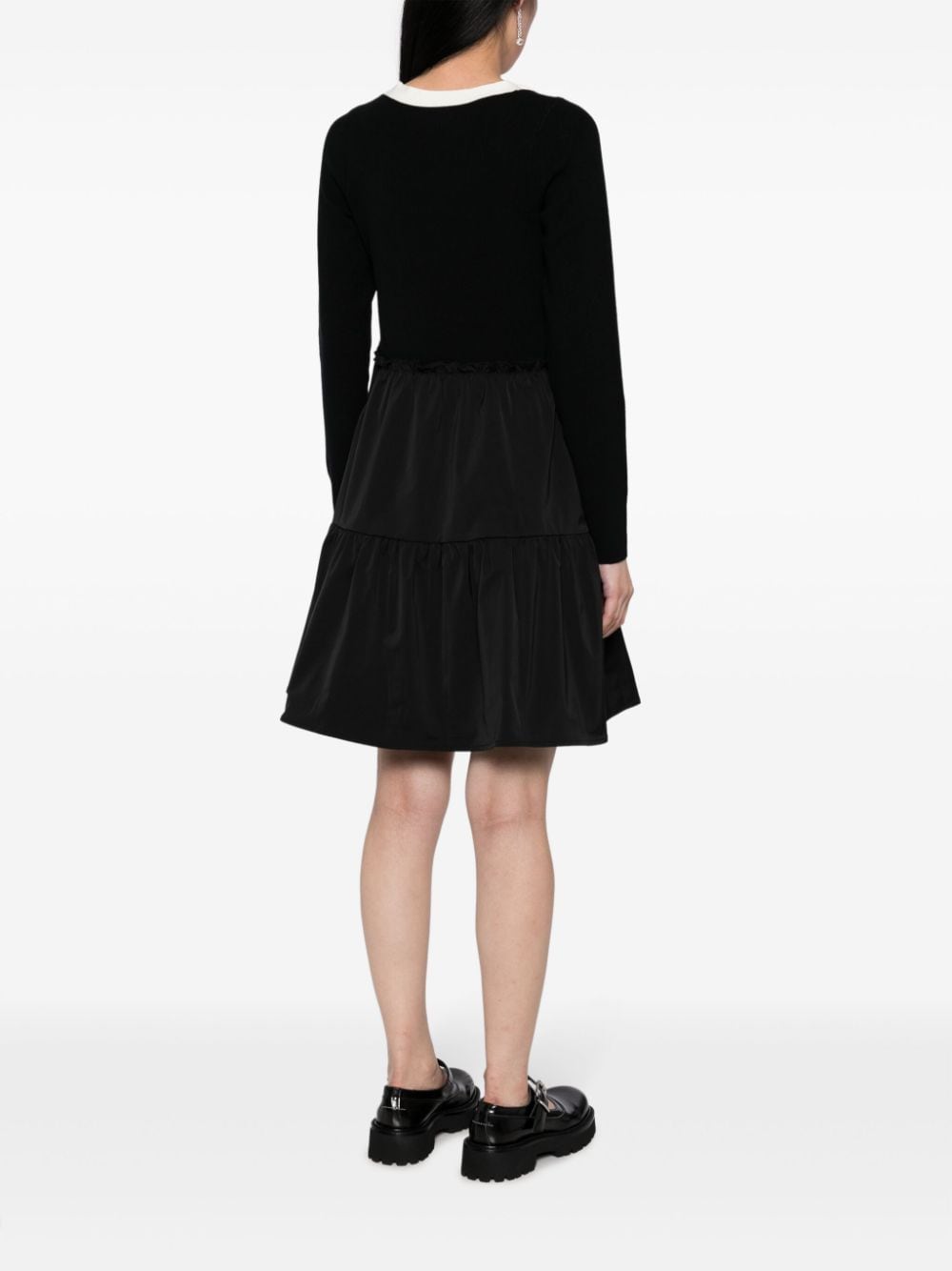 Shop B+ab Bow-detail Tiered Minidress In Black