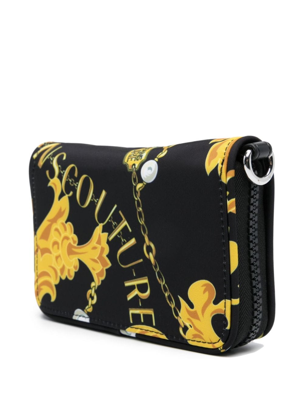 Shop Versace Jeans Couture Barocco-print Logo-lettering Crossbody Bag In Black