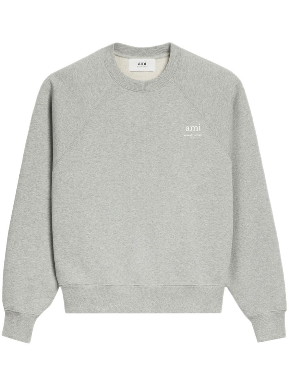 Shop Ami Alexandre Mattiussi Logo-print Cotton Sweatshirt In Grey