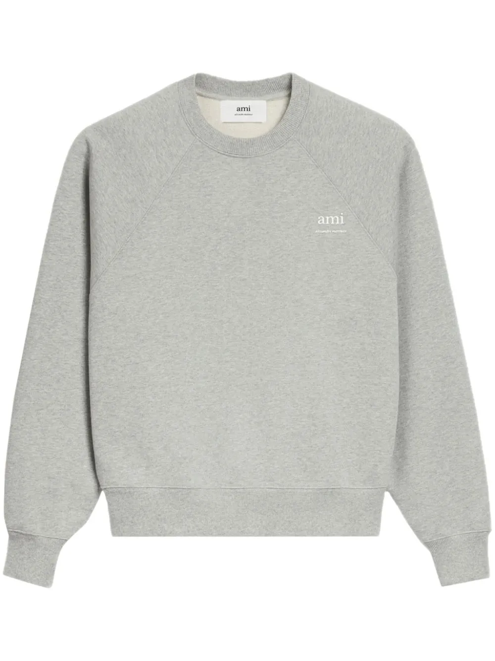 Shop Ami Alexandre Mattiussi Logo-print Cotton Sweatshirt In Grey