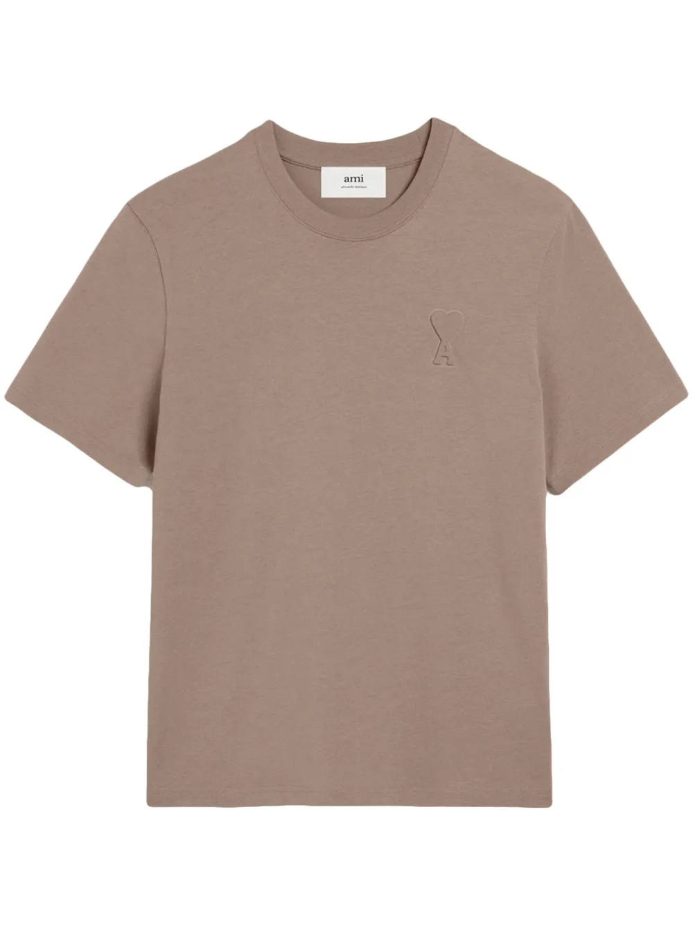 Shop Ami Alexandre Mattiussi Logo-embossed Cotton T-shirt In Brown