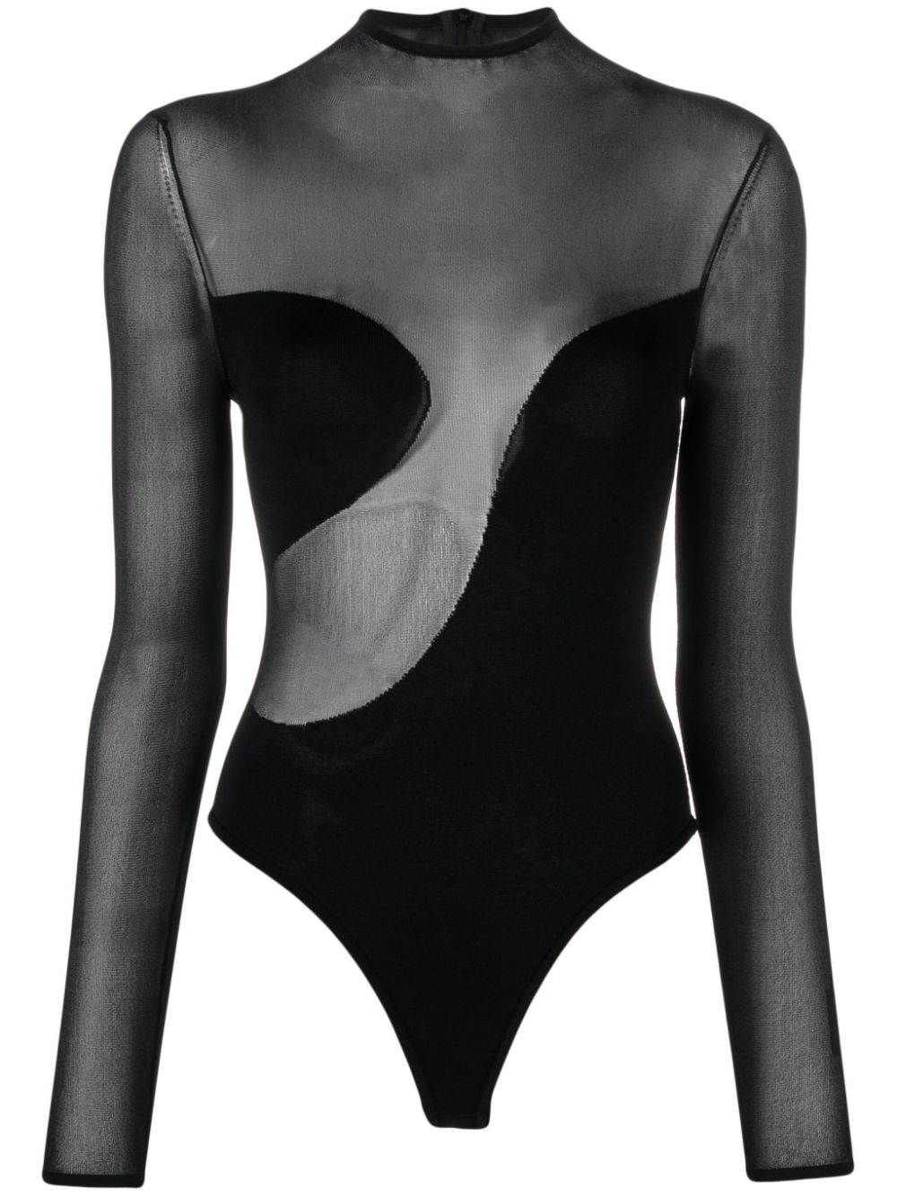 Nensi Dojaka colour-block long-sleeve bodysuit - Nero