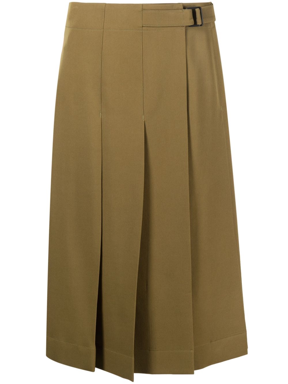 Shop Lemaire Pleated Wool Wrap Skirt In Green