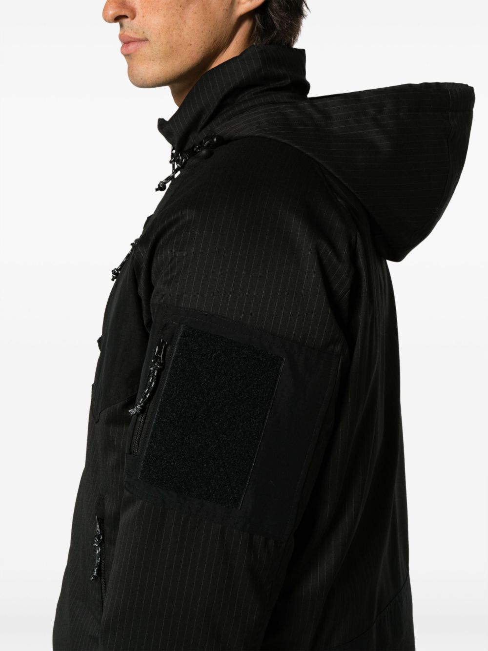 Shop Comme Des Garçons Homme Deux Striped Zip-up Hooded Jacket In Black