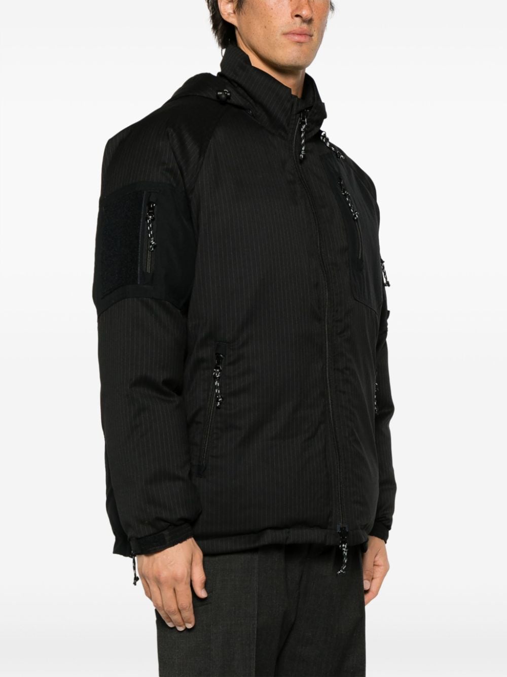 Shop Comme Des Garçons Homme Deux Striped Zip-up Hooded Jacket In Black