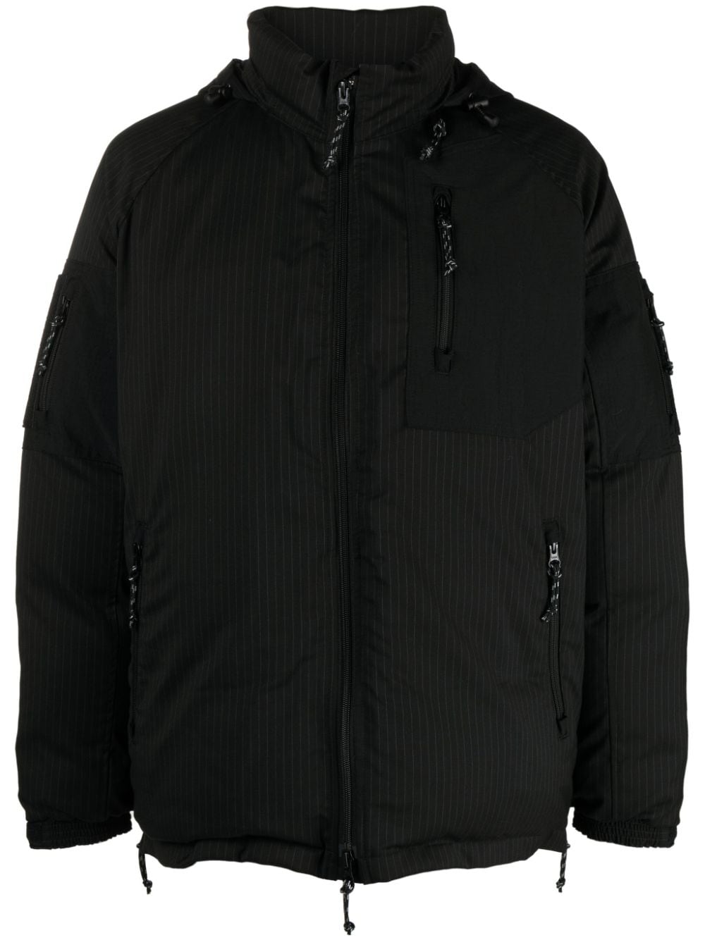 Comme Des Garçons Homme Deux Striped Zip-up Hooded Jacket In Black