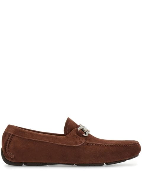 Gancini suede loafers