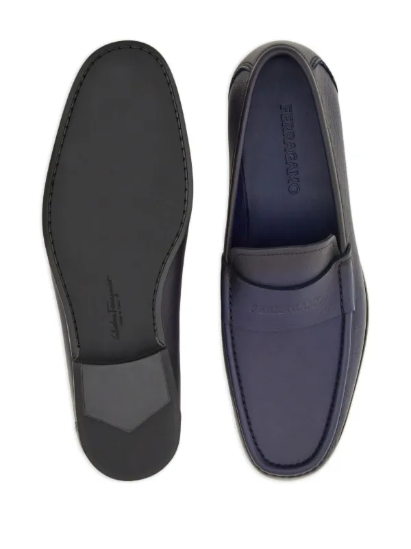 SALVATORE FERRAGAMO ロゴ デボス スライド FERRAGAMO PETER BLACK LEATHER SF LOGO BUCKLE MOCCASIN