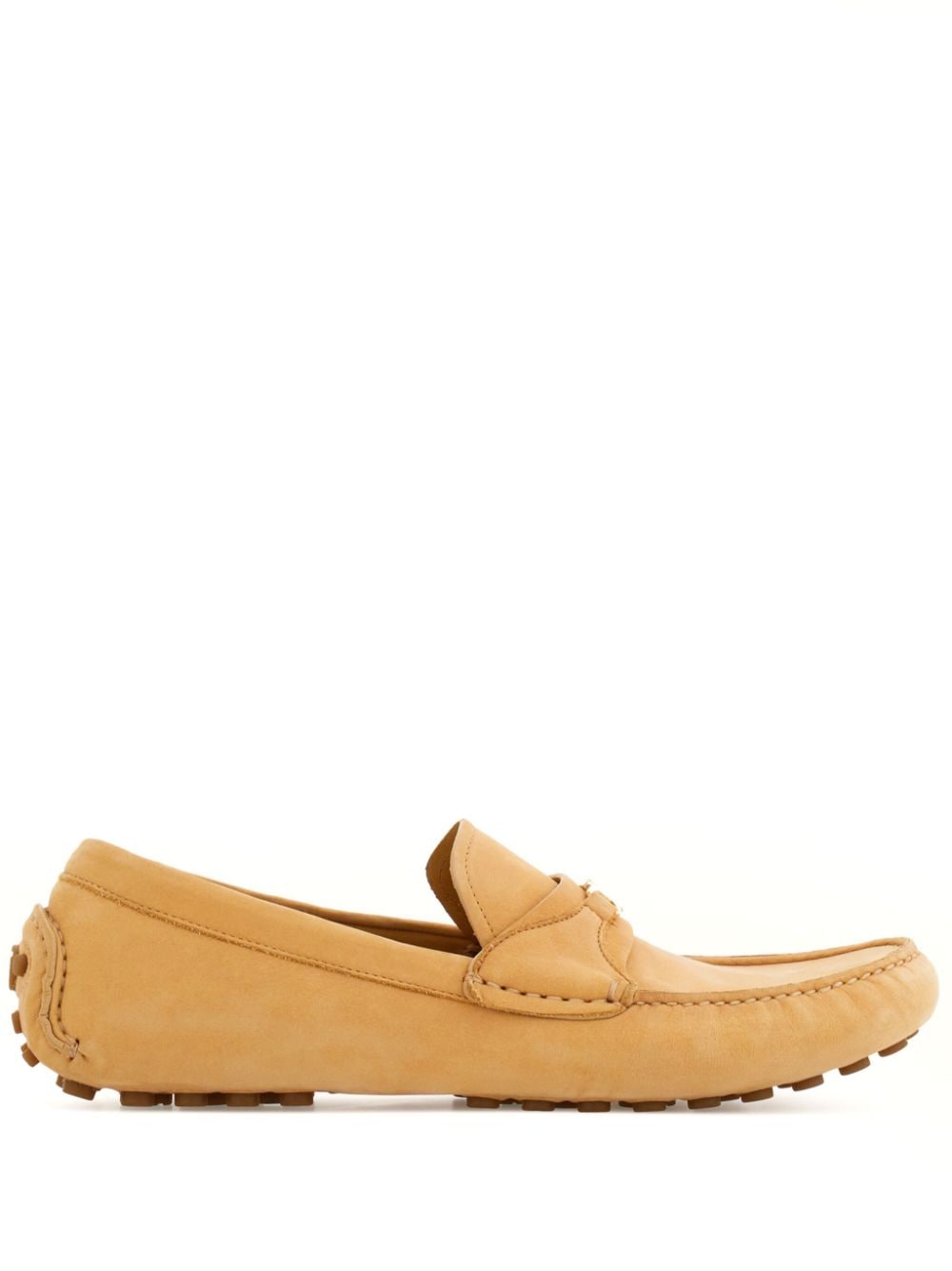 Ferragamo Gancini-plaque Leather Loafers In Neutrals