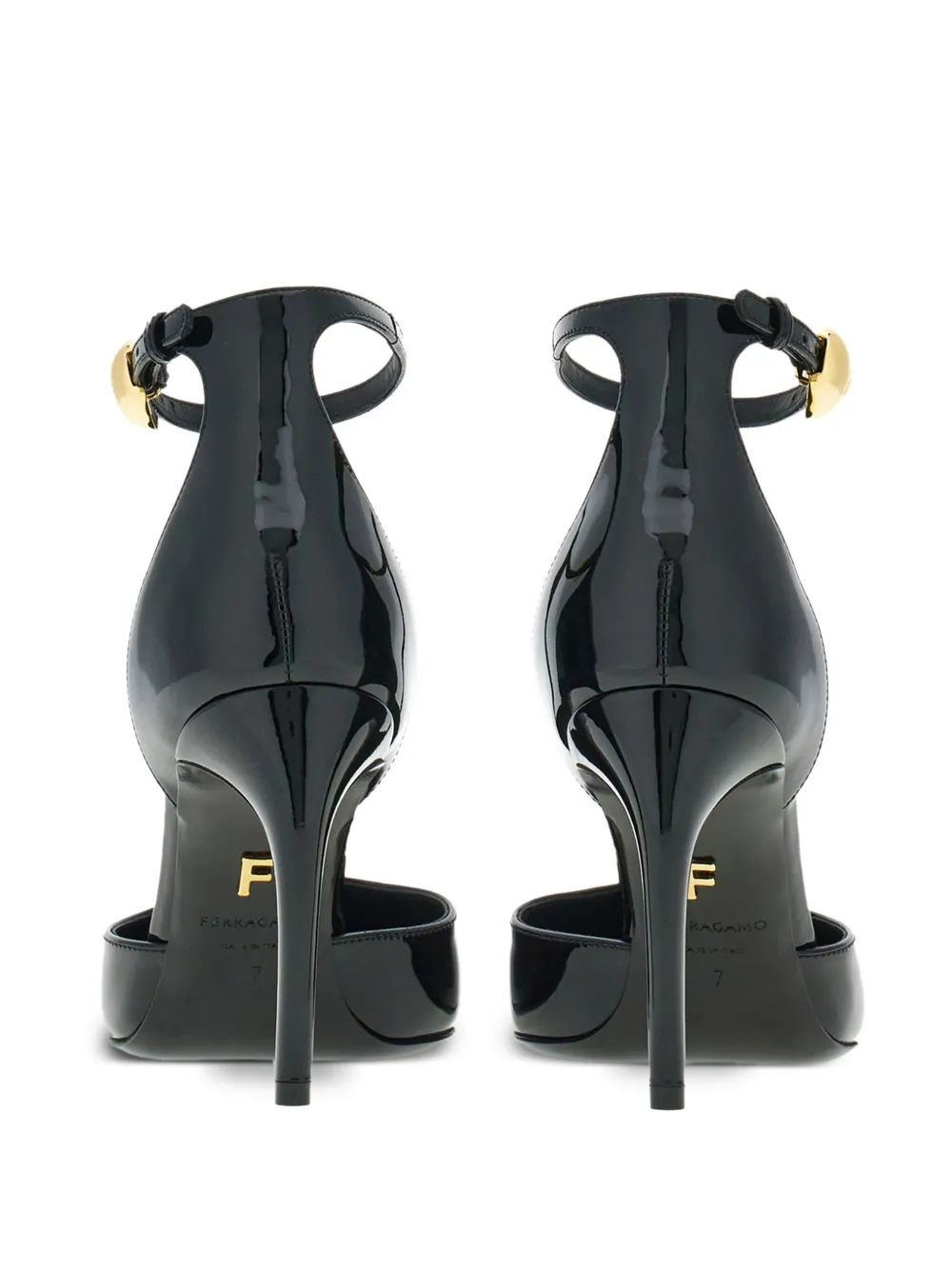 Shop Ferragamo T-strap 85mm Patent Leather Pumps In Black